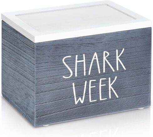 OLLVIA Shark Week Bathroom Organizer with Divider, Tampon Holder for Bathroom with Vanity Tray Lid, Bathroom Accessories Pad Holder Storage Box for Tampon Case, Period Feminine Product Organizer in Saudi Arabia