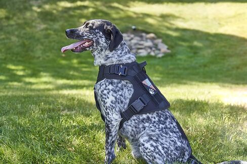 Tactical Dog Harness with Metal Buckles, Adjustable Military & Service Dog Molle Vest with Handle and No-Pull Front Leash Clip by FuzzBall (Tan, Medium) in Kuwait