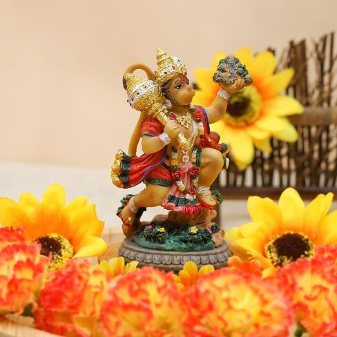 alikiki India Idol Lord Hanuman Statue - 3.9"H Hindu God Flying Hanuman Figurine for Car Dashboard Decor Indian Home Office Mandir Temple Altar Shrine Pooja Item Diwali Puja Gifts in Saudi Arabia
