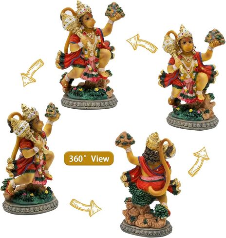 alikiki India Idol Lord Hanuman Statue - 3.9"H Hindu God Flying Hanuman Figurine for Car Dashboard Decor Indian Home Office Mandir Temple Altar Shrine Pooja Item Diwali Puja Gifts in Saudi Arabia