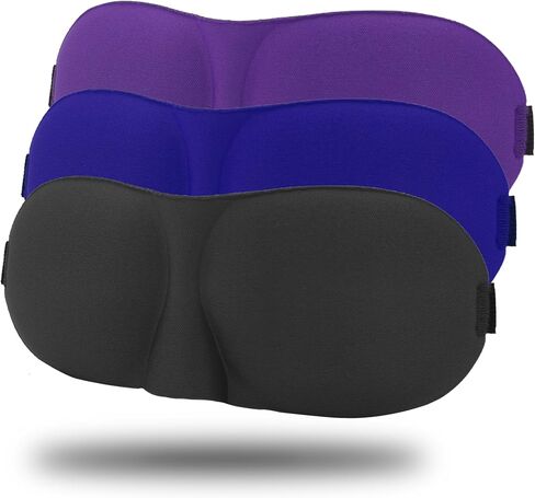 Sleep Mask Pack of 3, 100% Block Out Light, 3D Eye Masks for Sleeping, Night Blindfold for Men Women, Back and Side Sleeper, Ultralight Travel Eye Cover Multi-Colored in Saudi Arabia