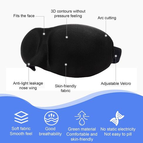 Sleep Mask Pack of 3, 100% Block Out Light, 3D Eye Masks for Sleeping, Night Blindfold for Men Women, Back and Side Sleeper, Ultralight Travel Eye Cover Multi-Colored in Saudi Arabia
