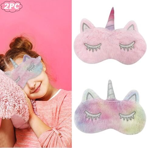 قناع نوم للأطفال، عبوة من 2 قناع نوم يونيكورن كيدز مع زوجين من سدادات الأذن، قناع عيون من القطيفة لطيف للنوم قناع للعينين للعينين من القطيفة للفتيات والأطفال أثناء السفر والقيلولة بعد الظهر in Kuwait