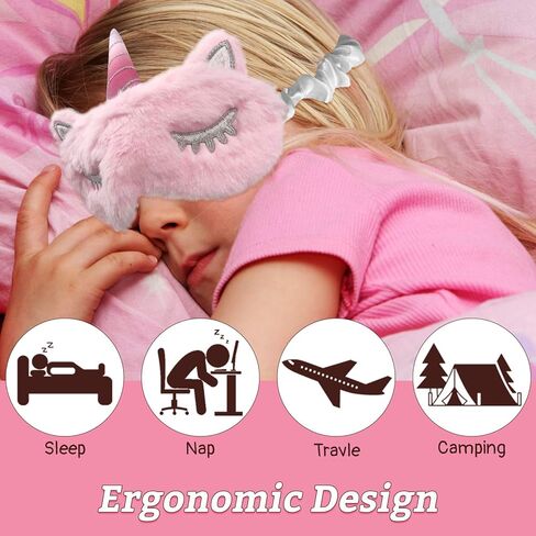 قناع نوم للأطفال، عبوة من 2 قناع نوم يونيكورن كيدز مع زوجين من سدادات الأذن، قناع عيون من القطيفة لطيف للنوم قناع للعينين للعينين من القطيفة للفتيات والأطفال أثناء السفر والقيلولة بعد الظهر in Kuwait