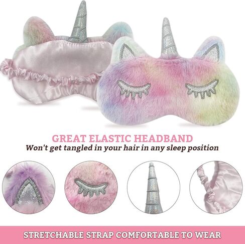 قناع نوم للأطفال، عبوة من 2 قناع نوم يونيكورن كيدز مع زوجين من سدادات الأذن، قناع عيون من القطيفة لطيف للنوم قناع للعينين للعينين من القطيفة للفتيات والأطفال أثناء السفر والقيلولة بعد الظهر in Kuwait