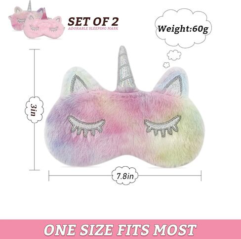 قناع نوم للأطفال، عبوة من 2 قناع نوم يونيكورن كيدز مع زوجين من سدادات الأذن، قناع عيون من القطيفة لطيف للنوم قناع للعينين للعينين من القطيفة للفتيات والأطفال أثناء السفر والقيلولة بعد الظهر in Kuwait