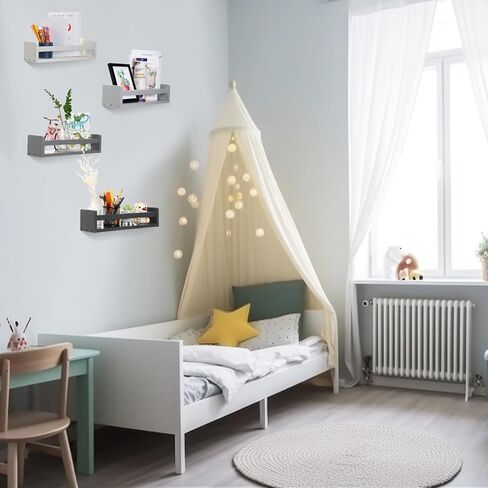 Set of 4 Nursery Book Shelves Floating Bookshelves Nursery Shelves for Wall Book Shelf Organizer Bathroom Storage Rack for Wall Decor(Purple Pink Blue, 16 in) in Saudi Arabia