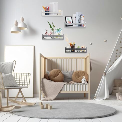 Set of 4 Nursery Book Shelves Floating Bookshelves Nursery Shelves for Wall Book Shelf Organizer Bathroom Storage Rack for Wall Decor(Purple Pink Blue, 16 in) in Saudi Arabia