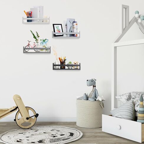Set of 4 Nursery Book Shelves Floating Bookshelves Nursery Shelves for Wall Book Shelf Organizer Bathroom Storage Rack for Wall Decor(Purple Pink Blue, 16 in) in Saudi Arabia