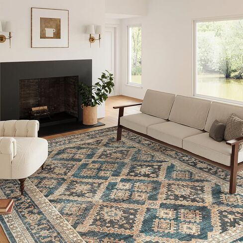 Valenrug Area Rug 8x10 - Machine Washable Rugs, Non-Slip Rugs for Living Room, Super Soft Skin Friendly Vintage Rug(8'x10', TPR68-Brown) in Saudi Arabia