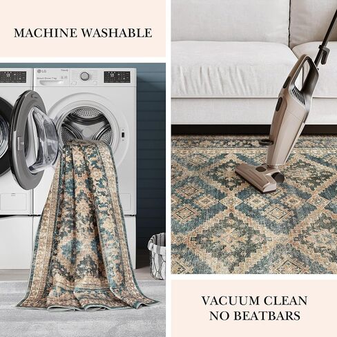 Valenrug Area Rug 8x10 - Machine Washable Rugs, Non-Slip Rugs for Living Room, Super Soft Skin Friendly Vintage Rug(8'x10', TPR68-Brown) in Saudi Arabia