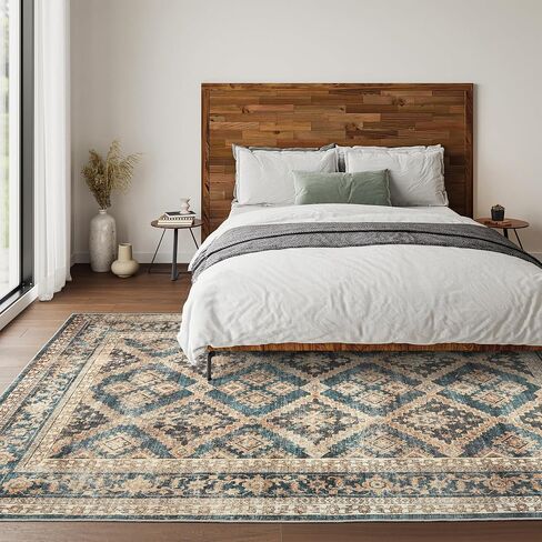 Valenrug Area Rug 8x10 - Machine Washable Rugs, Non-Slip Rugs for Living Room, Super Soft Skin Friendly Vintage Rug(8'x10', TPR68-Brown) in Saudi Arabia
