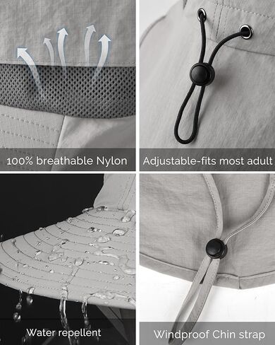 Camptrace UPF 50+ Hiking Hat with Neck Flap for Women Men Wide Brim Sun UV Protection Summer Fishing Gardening Hat Safari in Kuwait