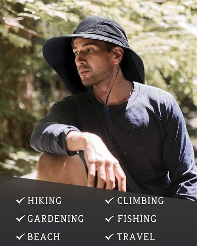 Camptrace UPF 50+ Hiking Hat with Neck Flap for Women Men Wide Brim Sun UV Protection Summer Fishing Gardening Hat Safari in Kuwait