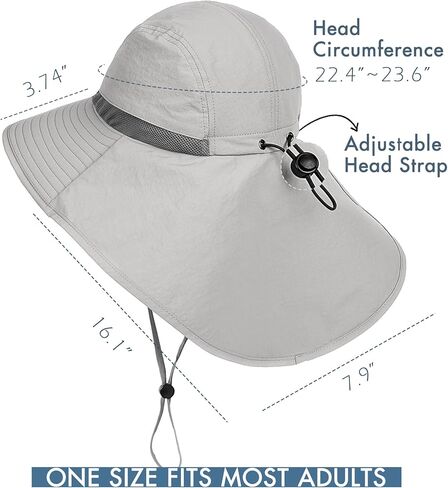 Camptrace UPF 50+ Hiking Hat with Neck Flap for Women Men Wide Brim Sun UV Protection Summer Fishing Gardening Hat Safari in Kuwait