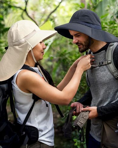 Camptrace UPF 50+ Hiking Hat with Neck Flap for Women Men Wide Brim Sun UV Protection Summer Fishing Gardening Hat Safari in Kuwait