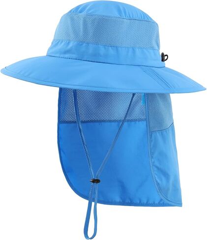 Home Prefer UPF50+ Kids Girls Boys Sun Hat Wide Brim Fishing Hat with Neck Flap Adventure Beach Safari Sun Protection Cap in Kuwait