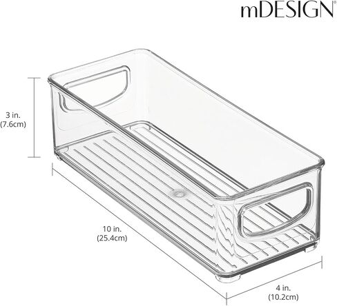 mDesign Small Plastic Nursery Storage Container Bins with Handles for Organization in Cabinet, Closet or Cubby Shelves - Organizer for Baby Food, Bibs, Formula - Ligne Collection - 4 Pack - Clear in Saudi Arabia