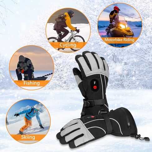 قفازات ساخنة للرجال والنساء، قفازات تسخين مطورة قابلة لإعادة الشحن مع 3 أوضاع لدرجة الحرارة، قفازات شتوية مقاومة للماء 8.4 فولت 6000 مللي أمبير في الساعة، قفازات تدفئة يدوية للدراجات النارية وركوب الدراجات والتزلج والمشي لمسافات طويلة وصيد الأسماك in Kuwait