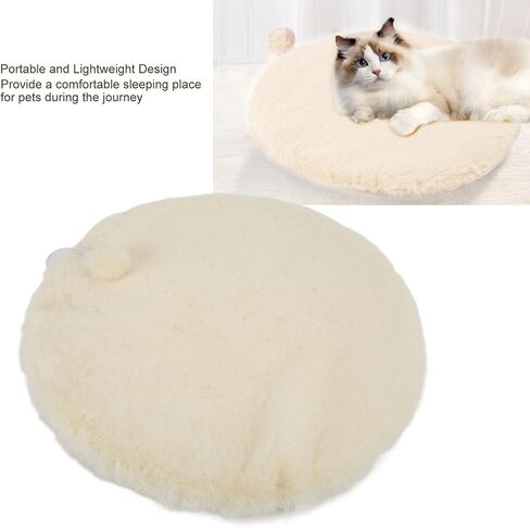 Pet Bed Round Plush Donut Bed Warm Comfy Pet Sleeping Mat with Small Ball for Warm Sleeping(S-Cheese White) in Saudi Arabia