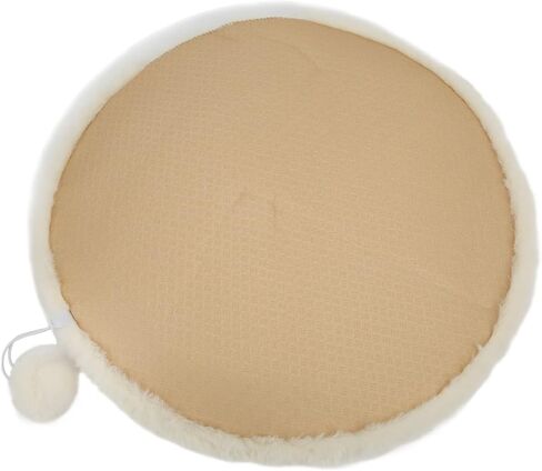 Pet Bed Round Plush Donut Bed Warm Comfy Pet Sleeping Mat with Small Ball for Warm Sleeping(S-Cheese White) in Saudi Arabia