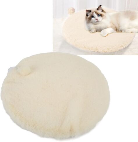 Pet Bed Round Plush Donut Bed Warm Comfy Pet Sleeping Mat with Small Ball for Warm Sleeping(S-Cheese White) in Saudi Arabia