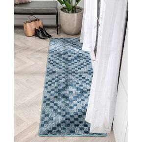 Well Woven Antalia Beren Southwestern Geometric Pattern Blue 2'3" x 7'3" Runner Rug in Saudi Arabia