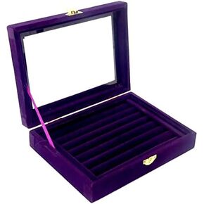 MENGCORE جديد مجوهرات خاتم عرض صندوق حامل صينية صندوق تخزين منظم مع غطاء زجاجي (رمادي) in Kuwait