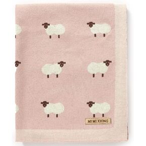 Baby Blanket Knit Receiving Boys Girls Cute Goose Blanket | Soft Cotton Neutral Blanke for Swaddle Crib Stroller 30x40 Inch pink in Saudi Arabia