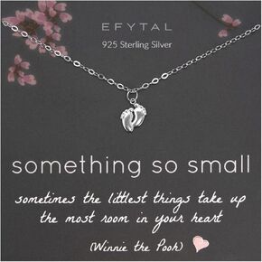 efytal هدايا الأم الجديدة للنساء، 925 الفضة الاسترليني قلادة أقدام الطفل شخصية للأم لتكون هدية، هدايا استحمام الطفل، هدية الحمل للأم لأول مرة in Kuwait