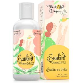 Sunbird Sublingual Vitamin D Supplements for Women - Liquid Vitamin D3 with K2 Supplements for Women to Support Healthy Bones, Reproduction, Fertility, Menopause (Vitamin D Liquid with MK-7, 4 oz) in Saudi Arabia