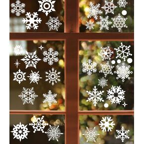 WuliYobo 155 PCS Christmas Snowflake Window Stickers Clings Decorations, Christmas Decoration Snowflake Window Clings Glueless PVC Wall Stickers for Windows Glasses, for Christmas Decorations Holiday in Saudi Arabia