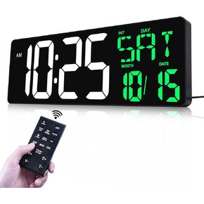 TXL Digital Wall Clock Large Display, 16.5" LED Wall Clock with Date and Temperature,Count Up/Down Timer Clock with Remote Control, Adjustable Brightness Alarm Clock for Home, Office, Gym, Elderly in Kuwait