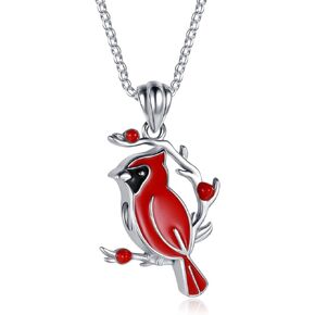 Silver Red Cardinal Urn Necklace for Ashes - S925 Bird Cremation Keepsake Memorial Pendant Jewelry for Women in Kuwait