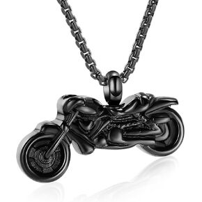 Oinsi Motorcycle Stainless Steel Memorial Jewellery Ash Keepsake Cremation Urn Necklace for Men&Women