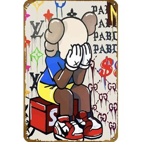 ملصق Hypebeast Kaw معدني من القصدير مقاس 8 × 12 بوصة ديكور حائط على شكل كهف رجل عتيق in Kuwait