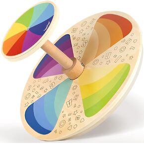 Wooden Sit and Spin - Classic Spinning Activity Toy for Toddlers Age 2 3 4 5, Early Development & Activity Kids Toy