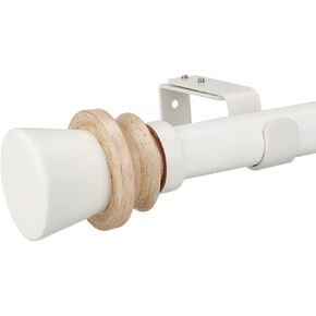 مجموعة قضبان ستارة واحدة من ILAISIHOME: قضيب ستارة أبيض بقطر 1-1/8 بوصة قابل للتعديل مع لمسة نهائية خشبية، 72-144 بوصة، قضيب ستائر أبيض قياسي فردي لحزمة واحدة in Kuwait