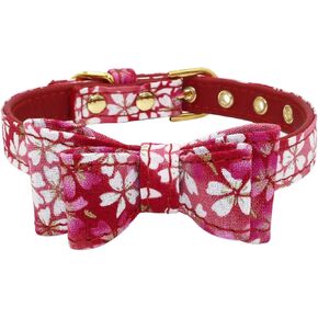 Serijoars Easter Day Dog Collar with Bowtie, Colorful Easter Egg Dog Collar Soft Durable Adjustable Costume Puppy Collar for Small Medium Large Dog Gift (S, Pink)