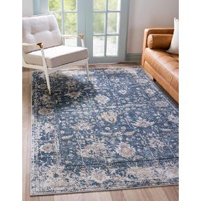 Rugs.com سجادة مجموعة أوريغون - 2' 2 × 3' سجادة زرقاء منخفضة الوبر مثالية لغرف المعيشة وغرف الطعام الكبيرة ومخططات الأرضيات المفتوحة in Kuwait