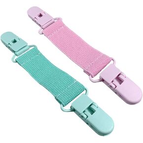 4 Pcs Plastic Winter Mitten Clips Toddlers Gloves Clips Elastic Glove Straps Adjustable Hat Clips Clothes Cinch Clips Pink and Green
