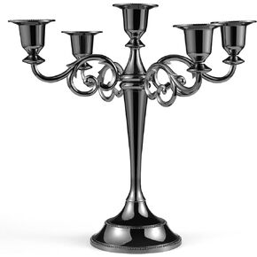 جيه اس اس واي سي جي حامل شموع بتصميم عمود معدني للديكور بارتفاع 10.24 انش بارتفاع 5 اذرع لحفلات الزفاف الذكرى السنوية. تشيرش سيرفيسز. هوليداي بارتيز. شموع ديكور المنزل (اسود) in Kuwait