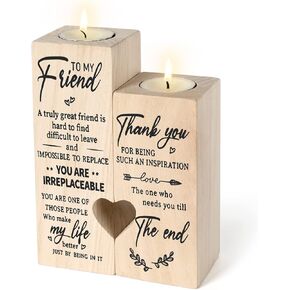 هدايا الأصدقاء للنساء، شمعدان خشبي مطبوع على الوجهين، هدية عيد ميلاد للأصدقاء، هدايا عيد ميلاد الصداقة للنساء الأصدقاء، هدايا مخصصة شخصية (6.3 × 4.8 بوصة) ترقية حجم أكبر in Kuwait
