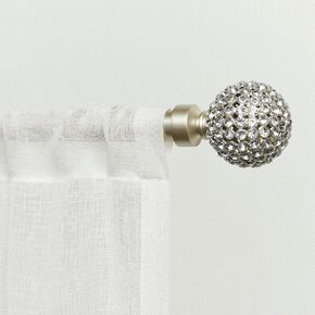 Exclusive Home Anastasia 1" Curtain Rod and Finial Set, Matte Silver, Adjustable 36"-72"