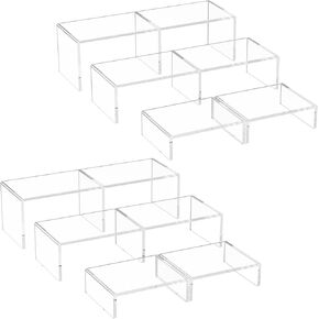 حامل عرض أكريليك HIIMIEI، 6 قطع من رافعات أكريليك كبيرة مقاس 12 بوصة، يتسع إلى 5 بوصات رف عرض مستطيل شفاف لحامل الكب كيك، وعرض المقتنيات، وحامل عرض متدرج (نمط الانحناء) in Kuwait