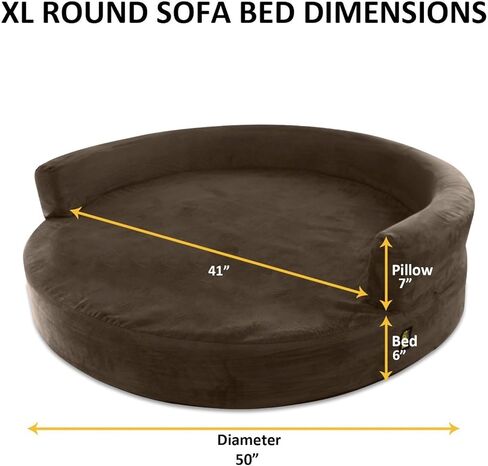 KOPEKS Replacement Cover Deluxe Orthopedic Memory Foam Round Sofa Lounge Dog Bed - Jumbo XL - Brown in Kuwait