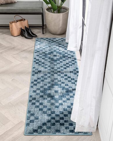 Well Woven Antalia Beren Southwestern Geometric Pattern Blue 2'3" x 7'3" Runner Rug in Saudi Arabia
