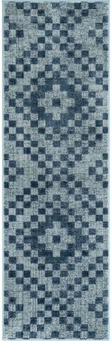Well Woven Antalia Beren Southwestern Geometric Pattern Blue 2'3" x 7'3" Runner Rug in Saudi Arabia