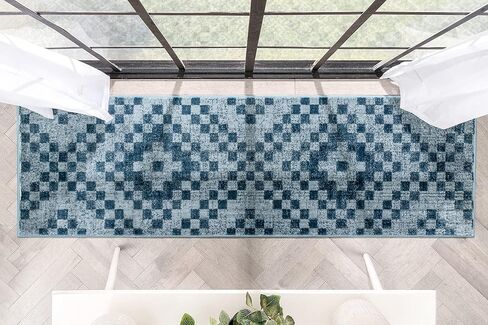 Well Woven Antalia Beren Southwestern Geometric Pattern Blue 2'3" x 7'3" Runner Rug in Saudi Arabia