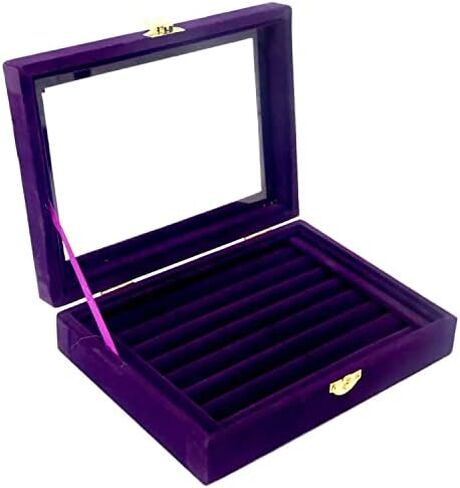 MENGCORE جديد مجوهرات خاتم عرض صندوق حامل صينية صندوق تخزين منظم مع غطاء زجاجي (رمادي) in Kuwait